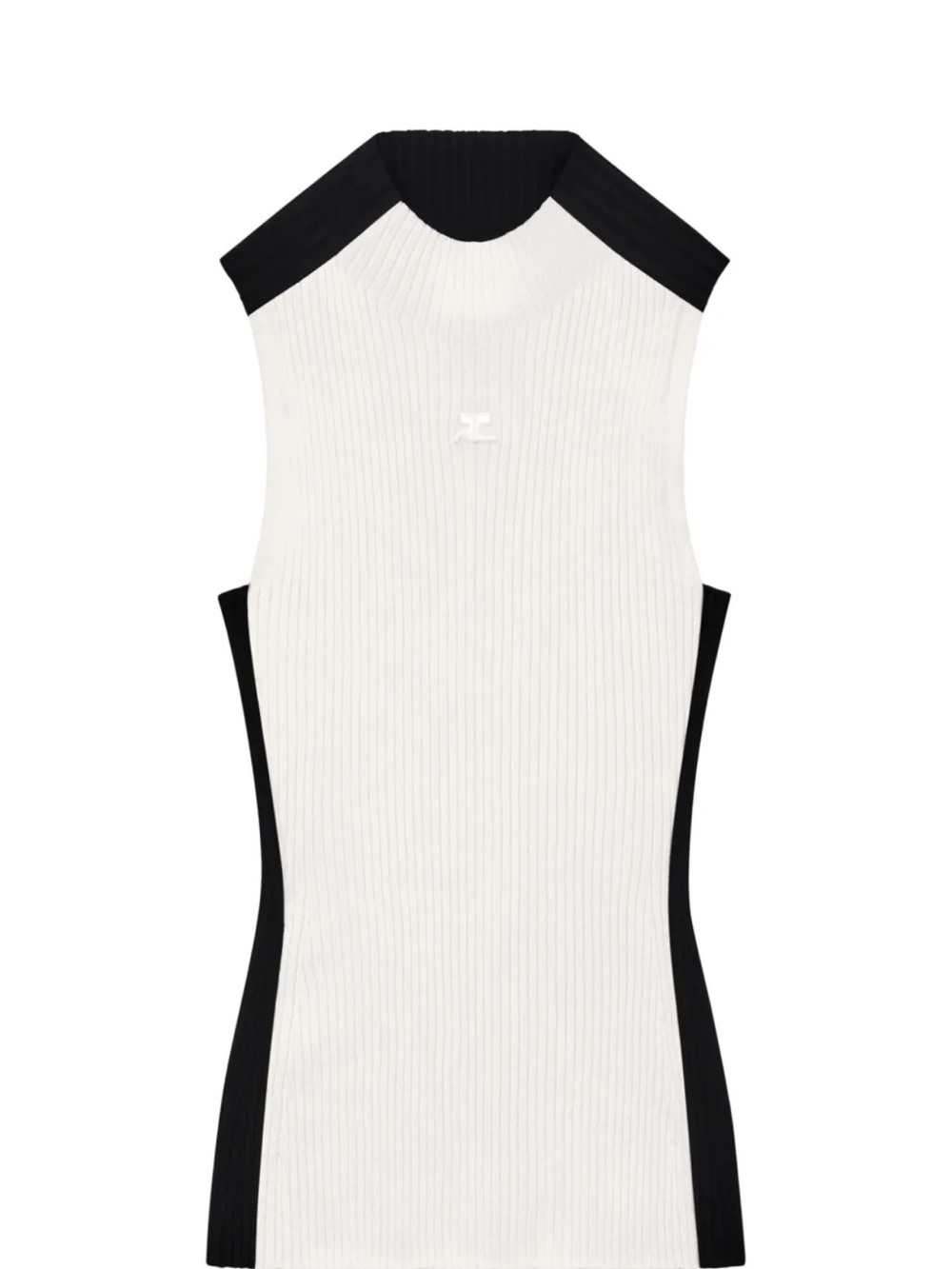 Courreges Cowl Neck sleeveless sweater - White & Black